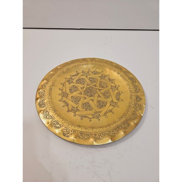 Vintage,Brass Tray,Indian Tray,Indian brass Tray,Serving Tray,Round - Picture 2 of 10